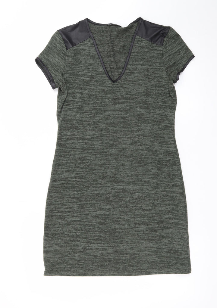 Miss Selfridge Women’s Green Bodycon Dress Size 8 Short Sleeve V-Neck