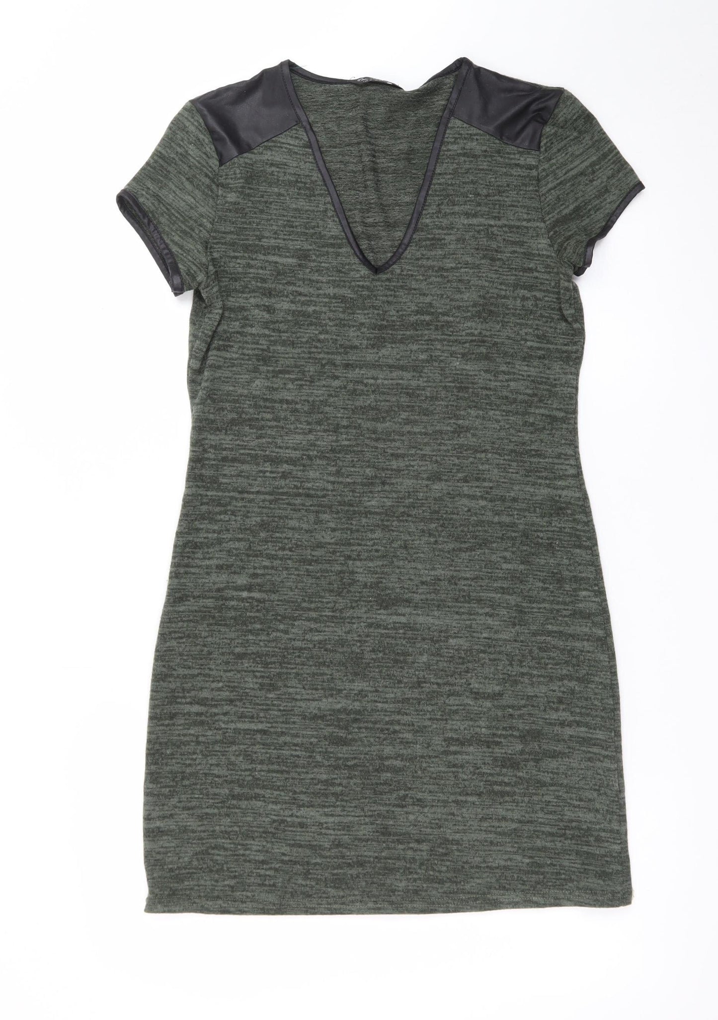 Miss Selfridge Women’s Green Bodycon Dress Size 8 Short Sleeve V-Neck
