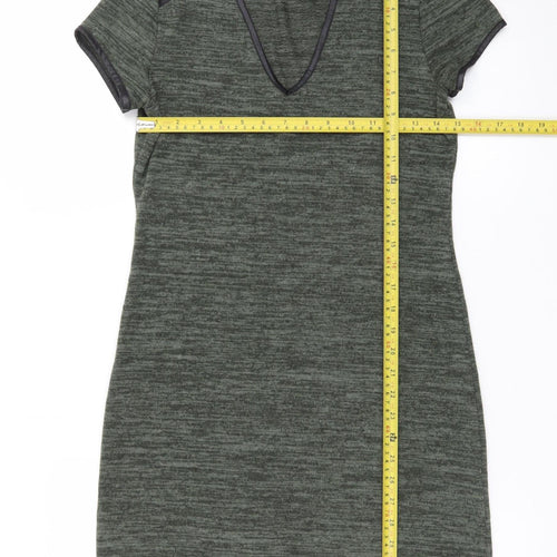 Miss Selfridge Women’s Green Bodycon Dress Size 8 Short Sleeve V-Neck
