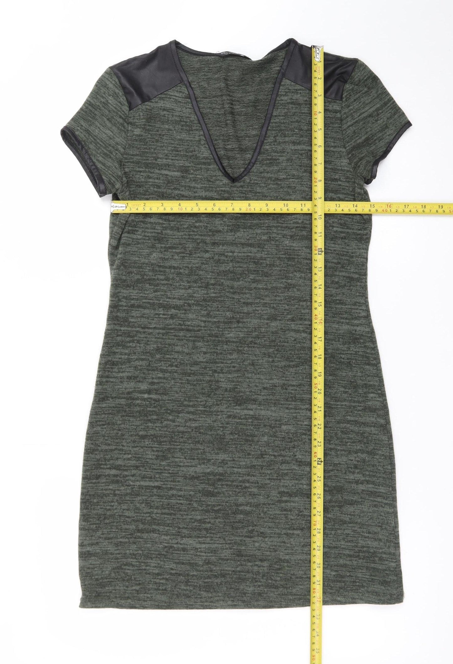 Miss Selfridge Women’s Green Bodycon Dress Size 8 Short Sleeve V-Neck