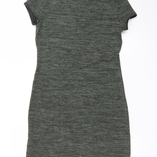 Miss Selfridge Women’s Green Bodycon Dress Size 8 Short Sleeve V-Neck