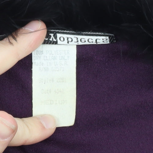Necessary Objects Women's Purple Fur Trim Velvet Cardigan Size M