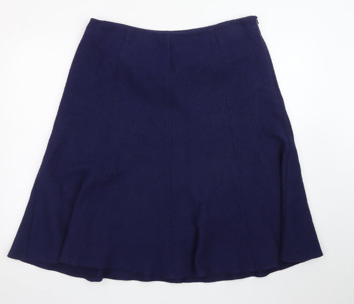 Marks and Spencer Per Una Womens Navy A-Line Midi Skirt Size 16 Wool Blend