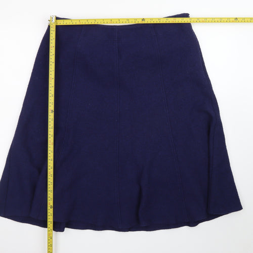 Marks and Spencer Per Una Womens Navy A-Line Midi Skirt Size 16 Wool Blend