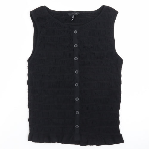 New Look Women's Black Sleeveless Button Blouse UK 12
