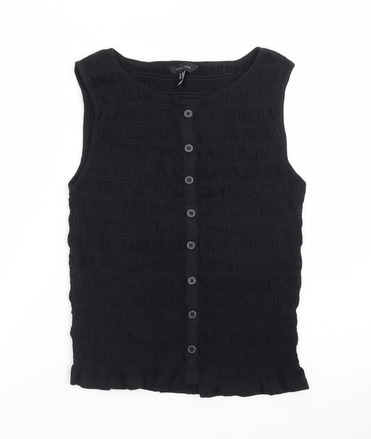 New Look Women's Black Sleeveless Button Blouse UK 12