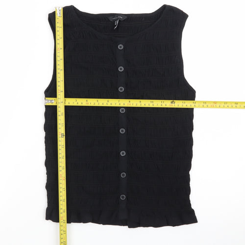 New Look Women's Black Sleeveless Button Blouse UK 12