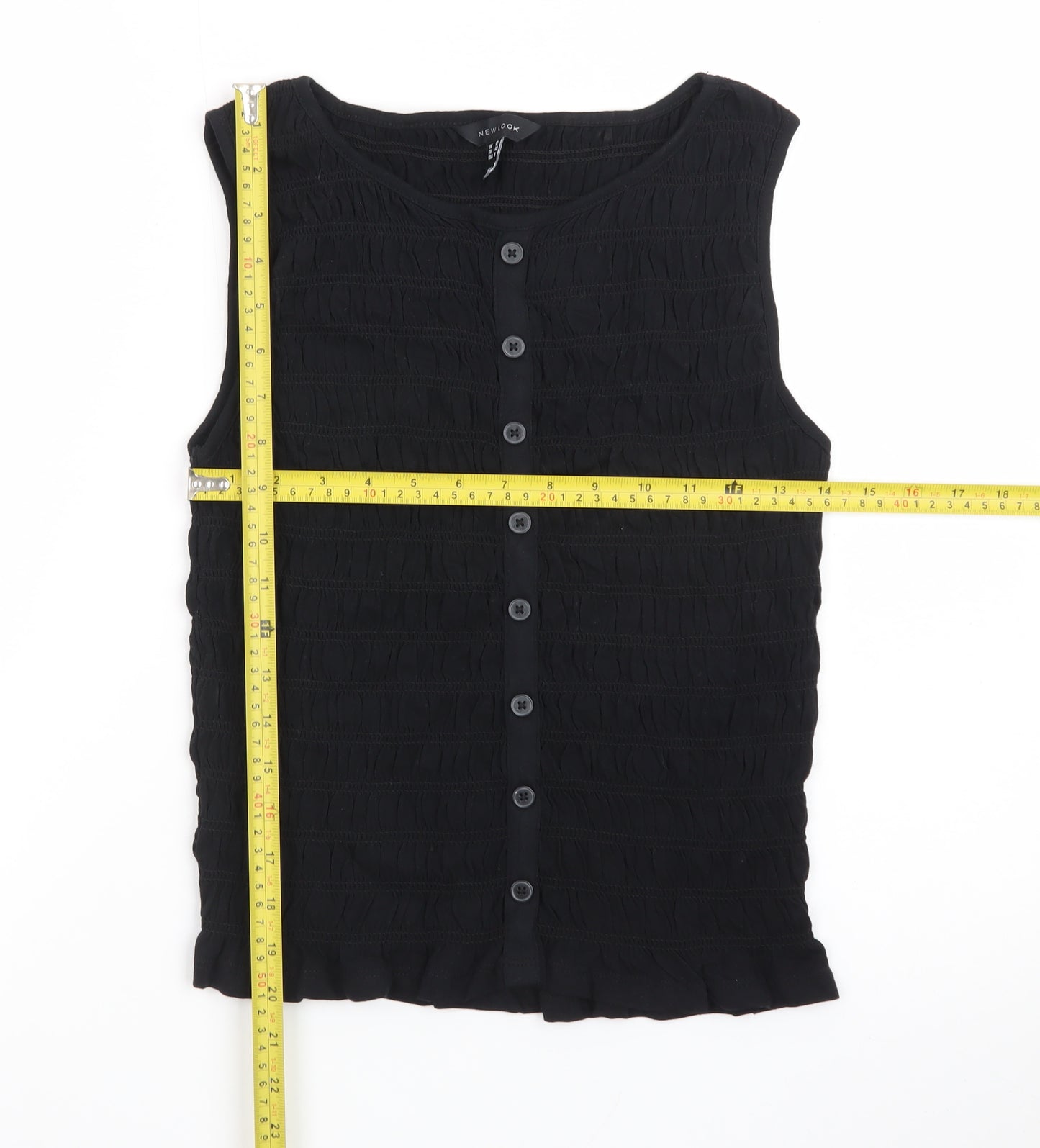 New Look Women's Black Sleeveless Button Blouse UK 12