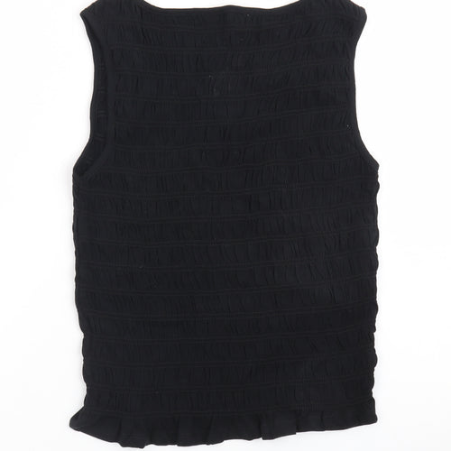 New Look Women's Black Sleeveless Button Blouse UK 12
