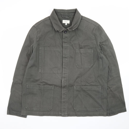 Moss Mens Green Cotton Twill Button-Up Overshirt L