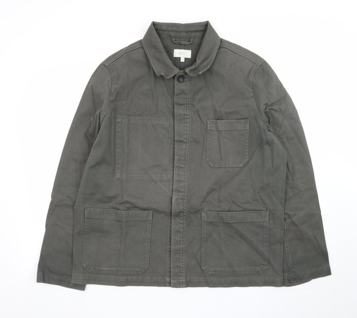 Moss Mens Green Cotton Twill Button-Up Overshirt L