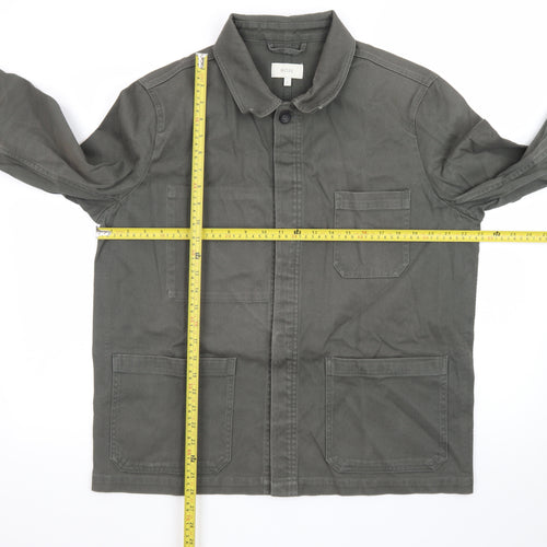 Moss Mens Green Cotton Twill Button-Up Overshirt L