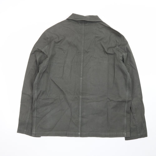 Moss Mens Green Cotton Twill Button-Up Overshirt L