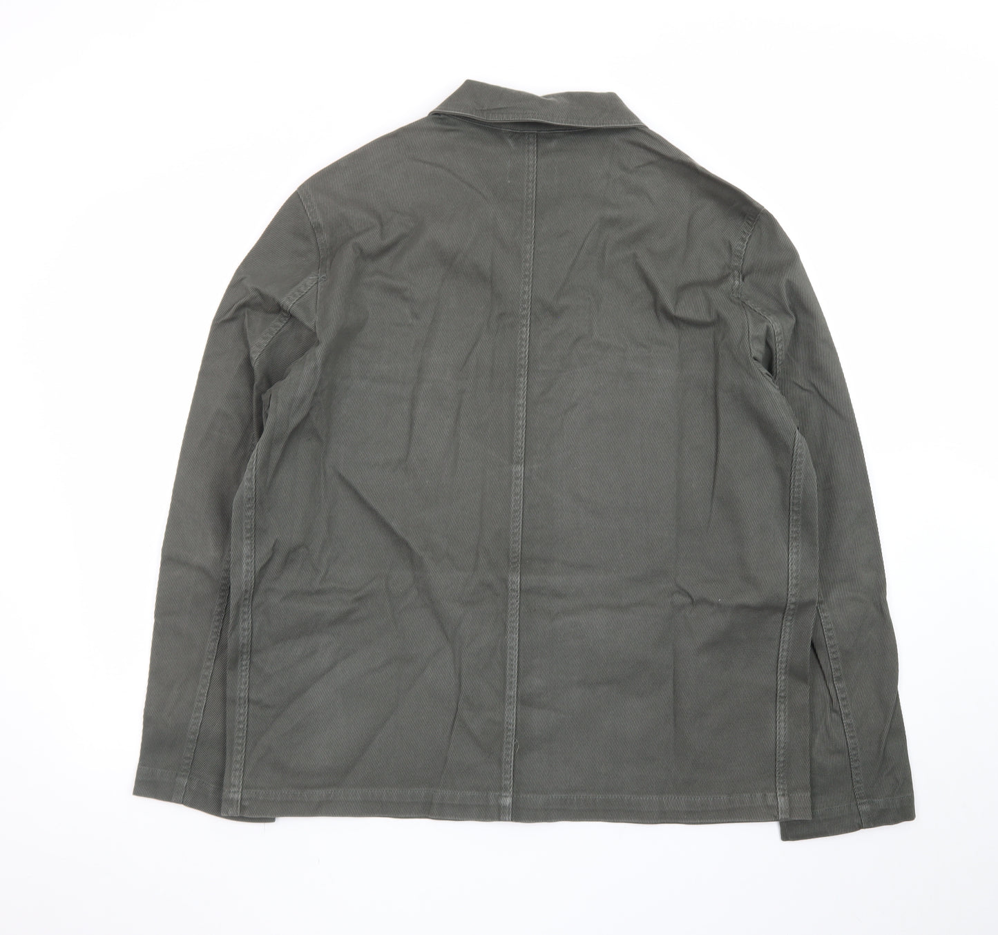 Moss Mens Green Cotton Twill Button-Up Overshirt L