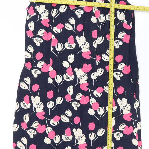 Laura Ashley Women's Multicoloured Floral Cotton Sleeveless Shift Dress UK 10