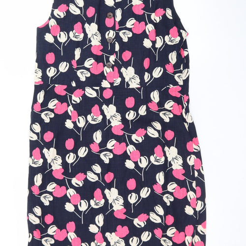 Laura Ashley Women's Multicoloured Floral Cotton Sleeveless Shift Dress UK 10