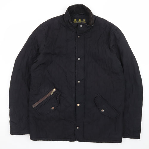 Barbour Men's Black Quilted Jacket Size M Water Resistant Classic Style