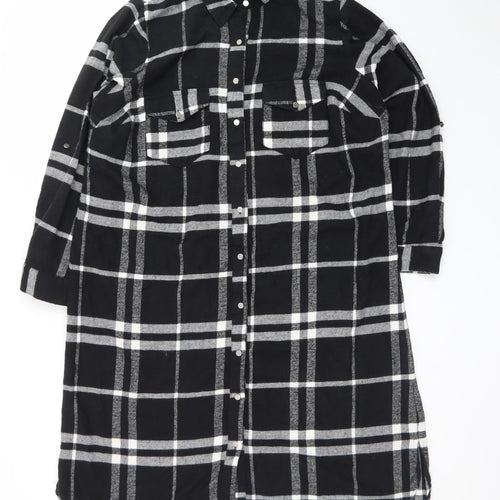 Yours Women’s Black Check Long Sleeve Shirt Dress Size 18