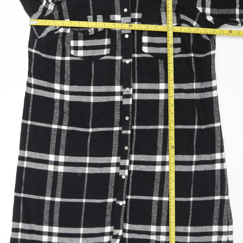 Yours Women’s Black Check Long Sleeve Shirt Dress Size 18