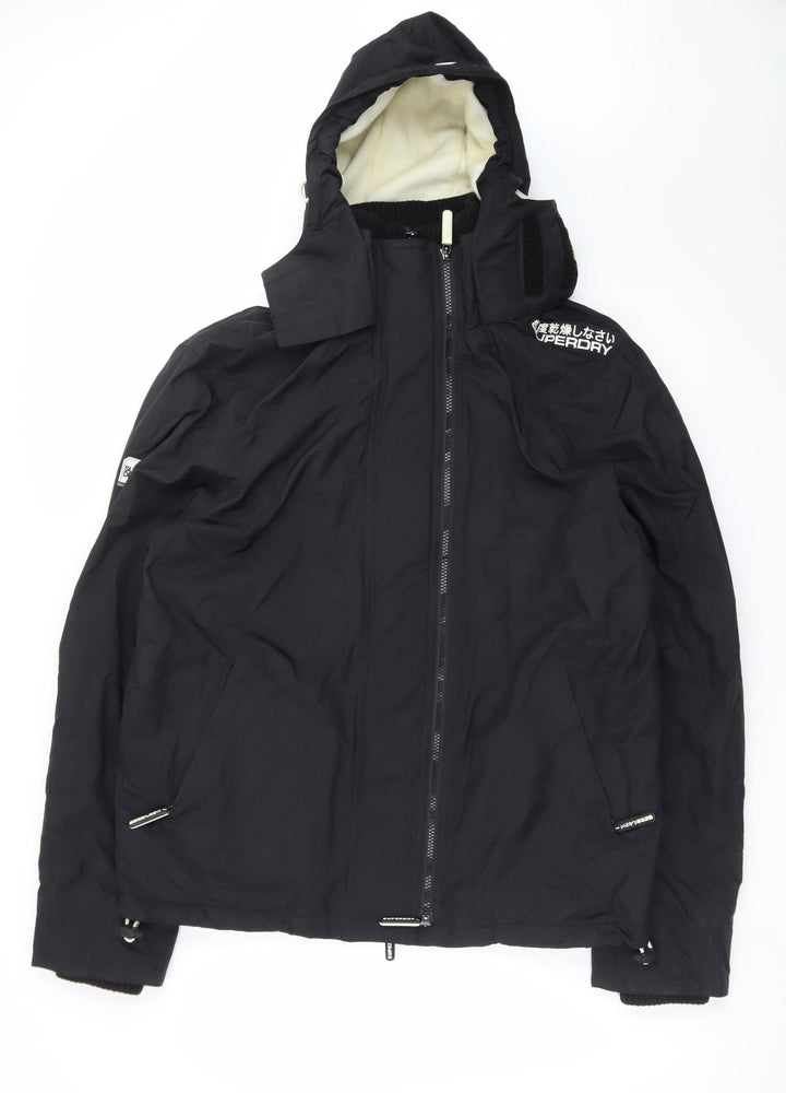 Superdry Mens Black XL Windbreaker Jacket Hooded Softshell