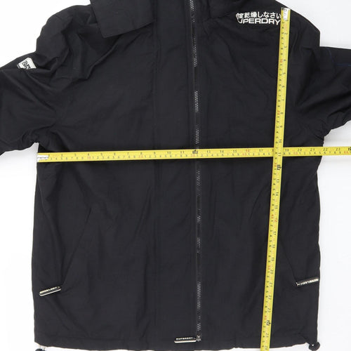 Superdry Mens Black XL Windbreaker Jacket Hooded Softshell