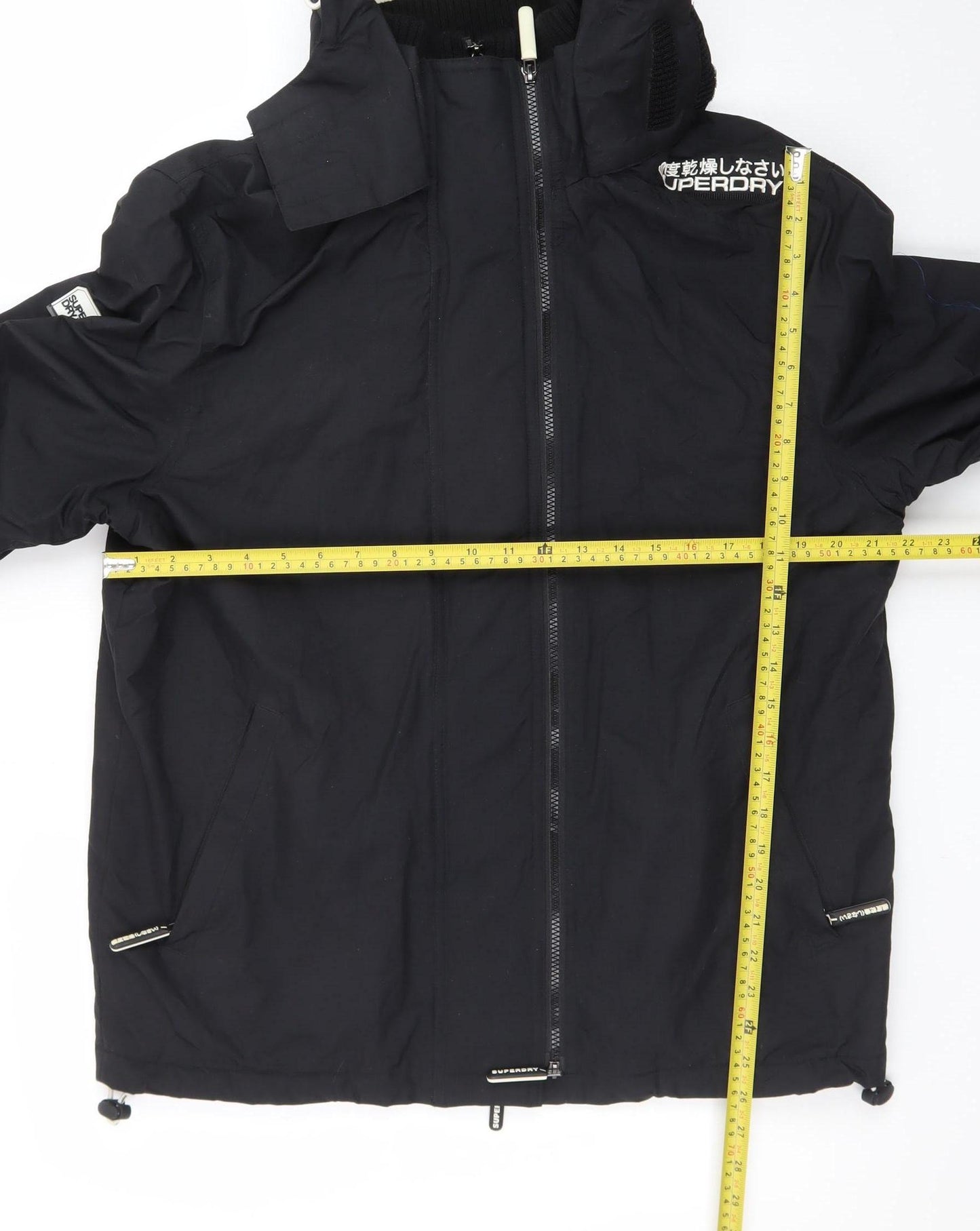 Superdry Mens Black XL Windbreaker Jacket Hooded Softshell