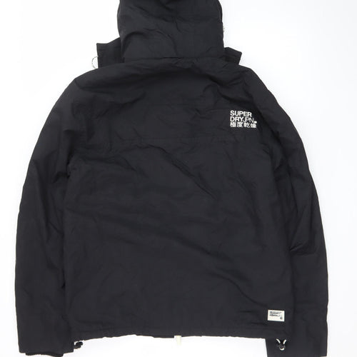 Superdry Mens Black XL Windbreaker Jacket Hooded Softshell