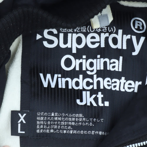 Superdry Mens Black XL Windbreaker Jacket Hooded Softshell