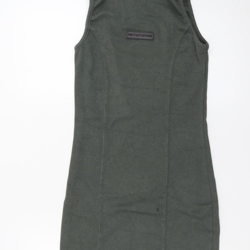 PrettyLittleThing Women's Green Size 12 Sleeveless Bodycon Dress