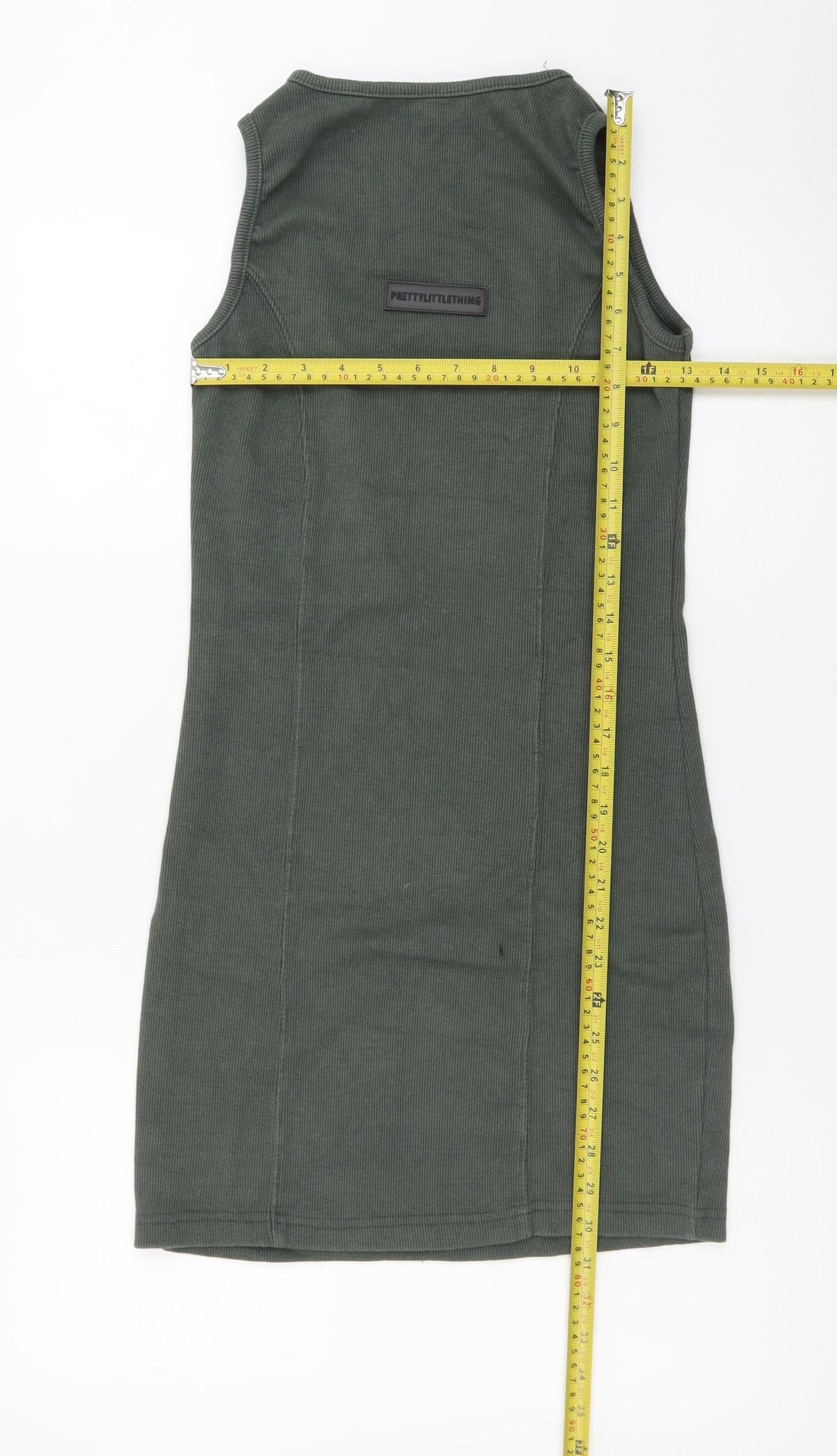 PrettyLittleThing Women's Green Size 12 Sleeveless Bodycon Dress