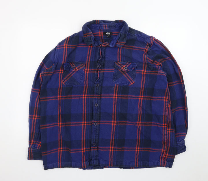 Jacamo Men's Blue Plaid Flannel Button-Up Shirt XL