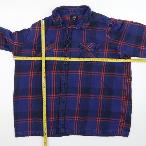 Jacamo Men's Blue Plaid Flannel Button-Up Shirt XL