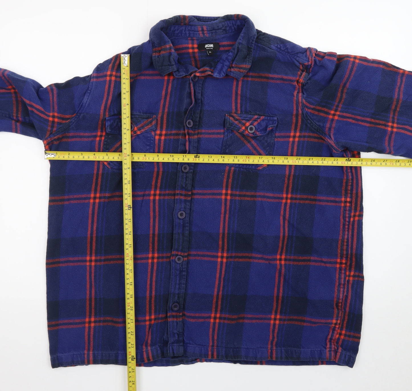 Jacamo Men's Blue Plaid Flannel Button-Up Shirt XL