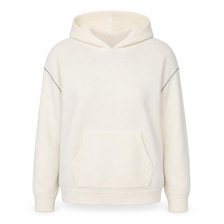 Calvin Klein Women Ivory Wool Blend Hooded Pullover Jumper Size S
