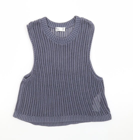 Hollister Womens Blue Knit Cropped Tank Top Size M