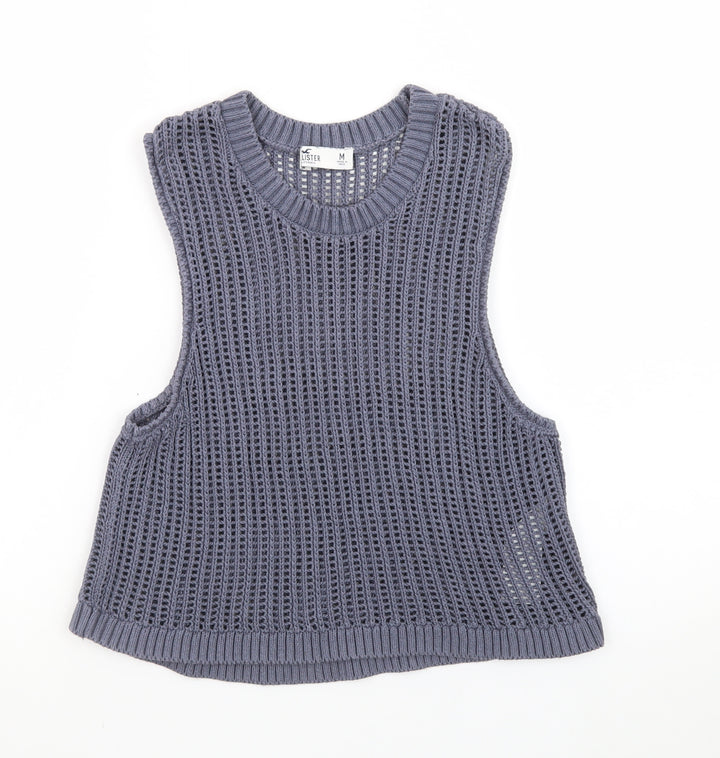 Hollister Womens Blue Knit Cropped Tank Top Size M