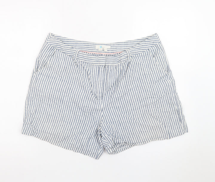 Boden Women Blue Striped Linen Blend Chino Shorts Size 16