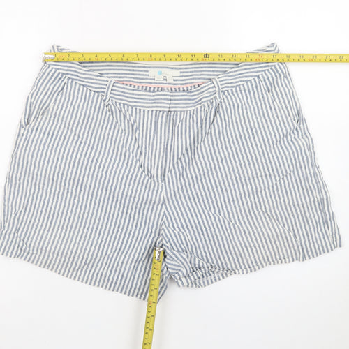 Boden Women Blue Striped Linen Blend Chino Shorts Size 16