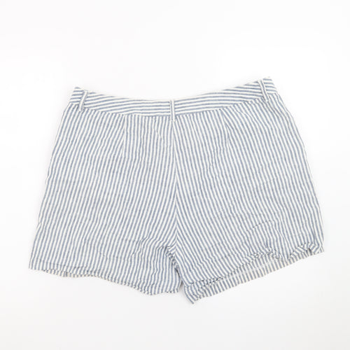 Boden Women Blue Striped Linen Blend Chino Shorts Size 16