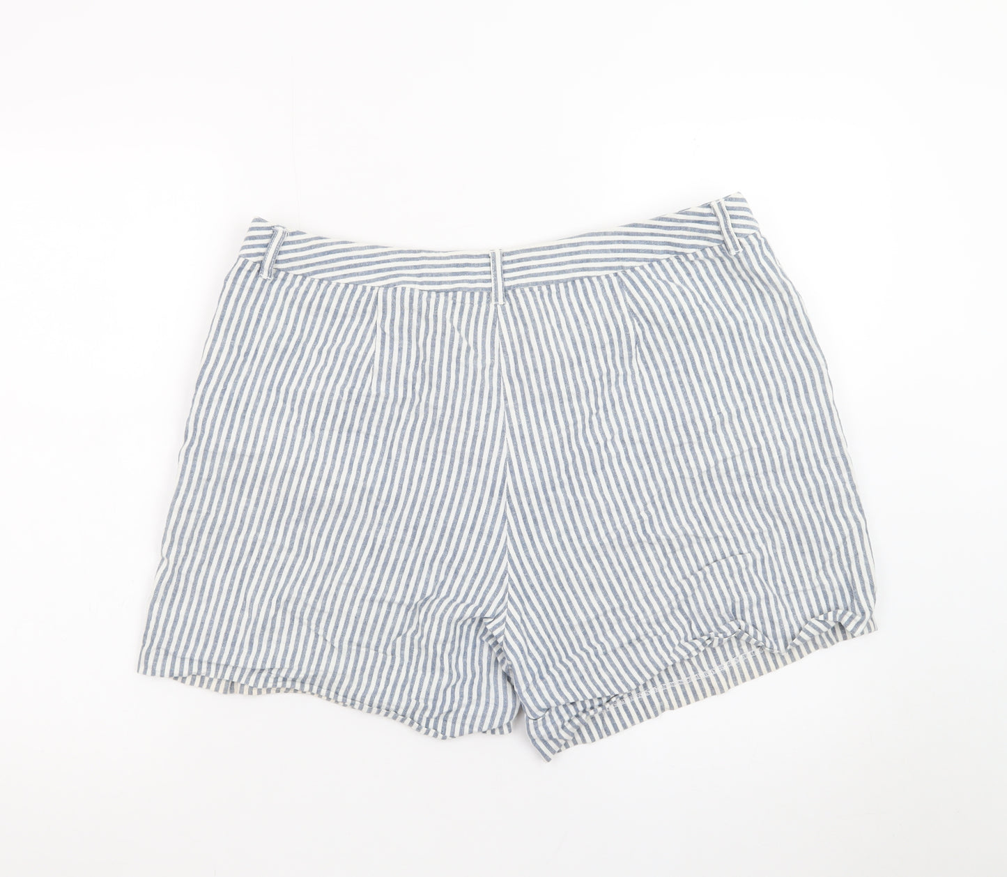 Boden Women Blue Striped Linen Blend Chino Shorts Size 16