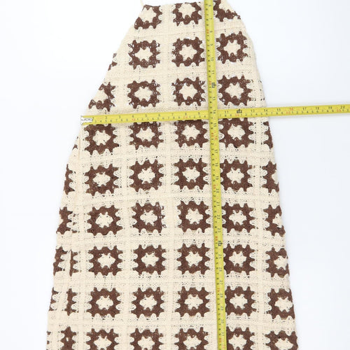Marks and Spencer Women Beige Crochet Halter Dress Size 8