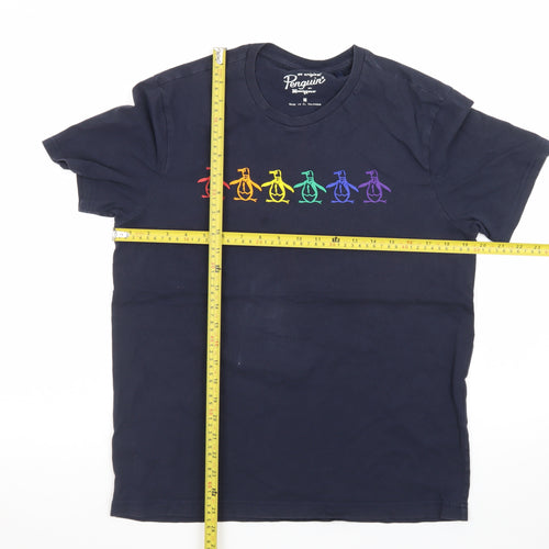 Original Penguin Men's Blue Rainbow Penguin Graphic Cotton T-Shirt M