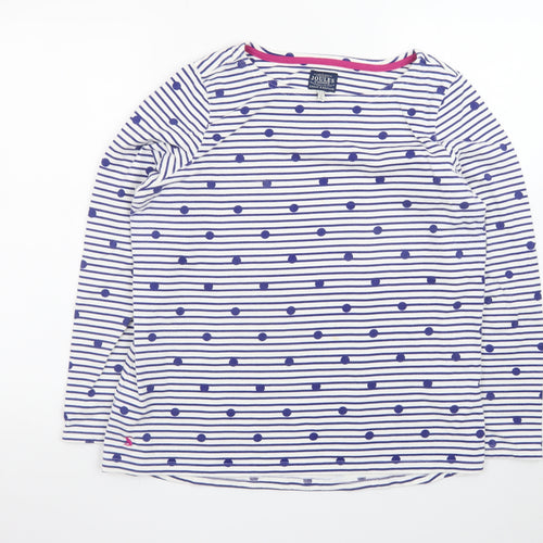 Joules Women's White & Navy Striped Long Sleeve Cotton T-Shirt UK 14
