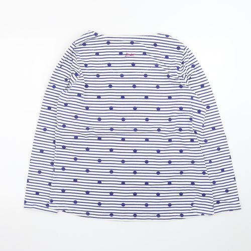Joules Women's White & Navy Striped Long Sleeve Cotton T-Shirt UK 14