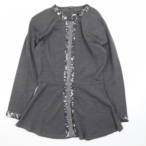 Outlander Women’s Grey Sequin Trim Fit & Flare Dress M