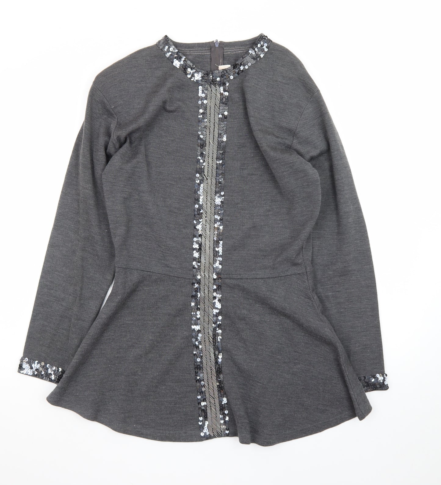 Outlander Women’s Grey Sequin Trim Fit & Flare Dress M