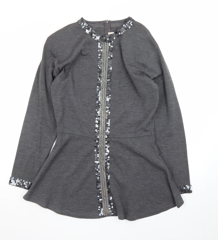 Outlander Women’s Grey Sequin Trim Fit & Flare Dress M