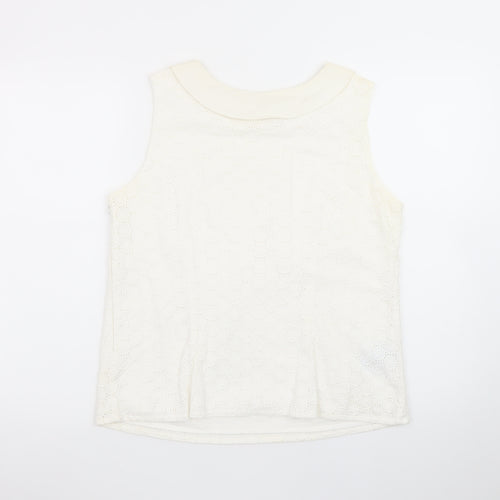 Boden Women's Ivory Sleeveless Lace Blouse Size 14