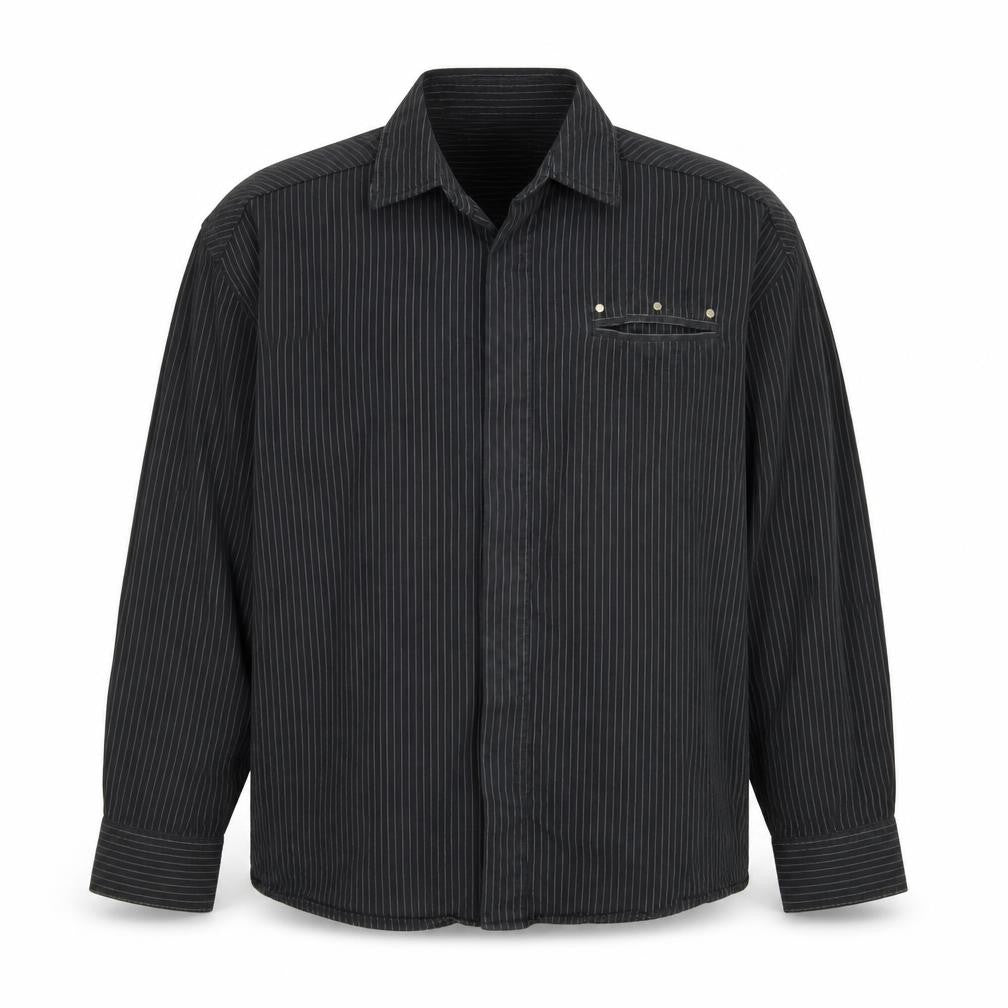 Atlas For Men Black Striped Long Sleeve Button-Up Shirt Size XL