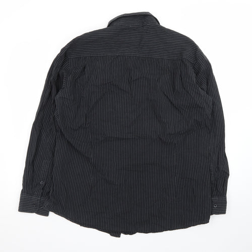 Atlas For Men Black Striped Long Sleeve Button-Up Shirt Size XL